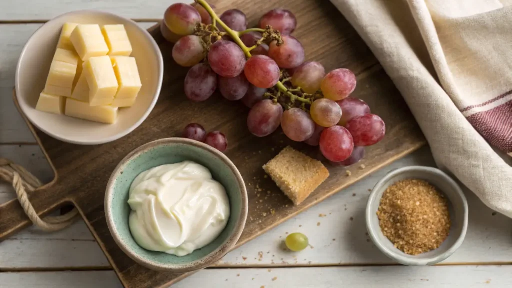 Ingredients for sour cream burnt grapes.